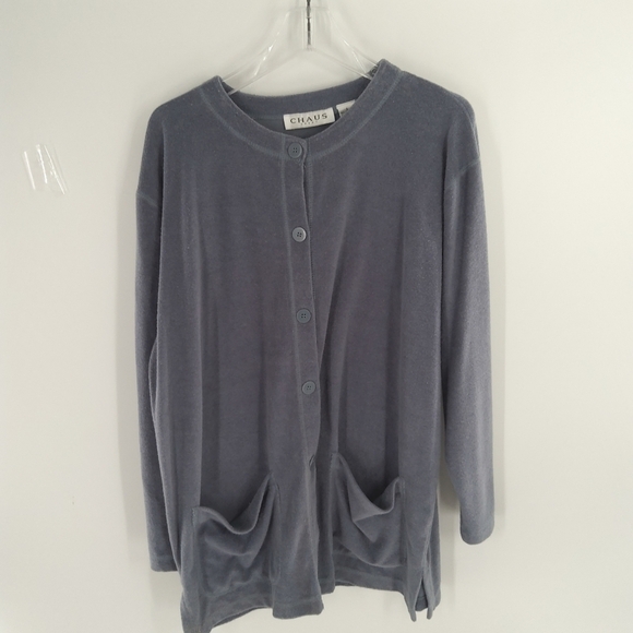 CHAUS Terry cloth button down sweater - Picture 1 of 5